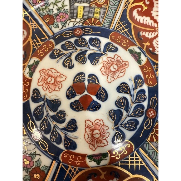 Vintage Mid Century Hand-Painted Gold Imari Plate 11” Inches - Picture 2 of 12